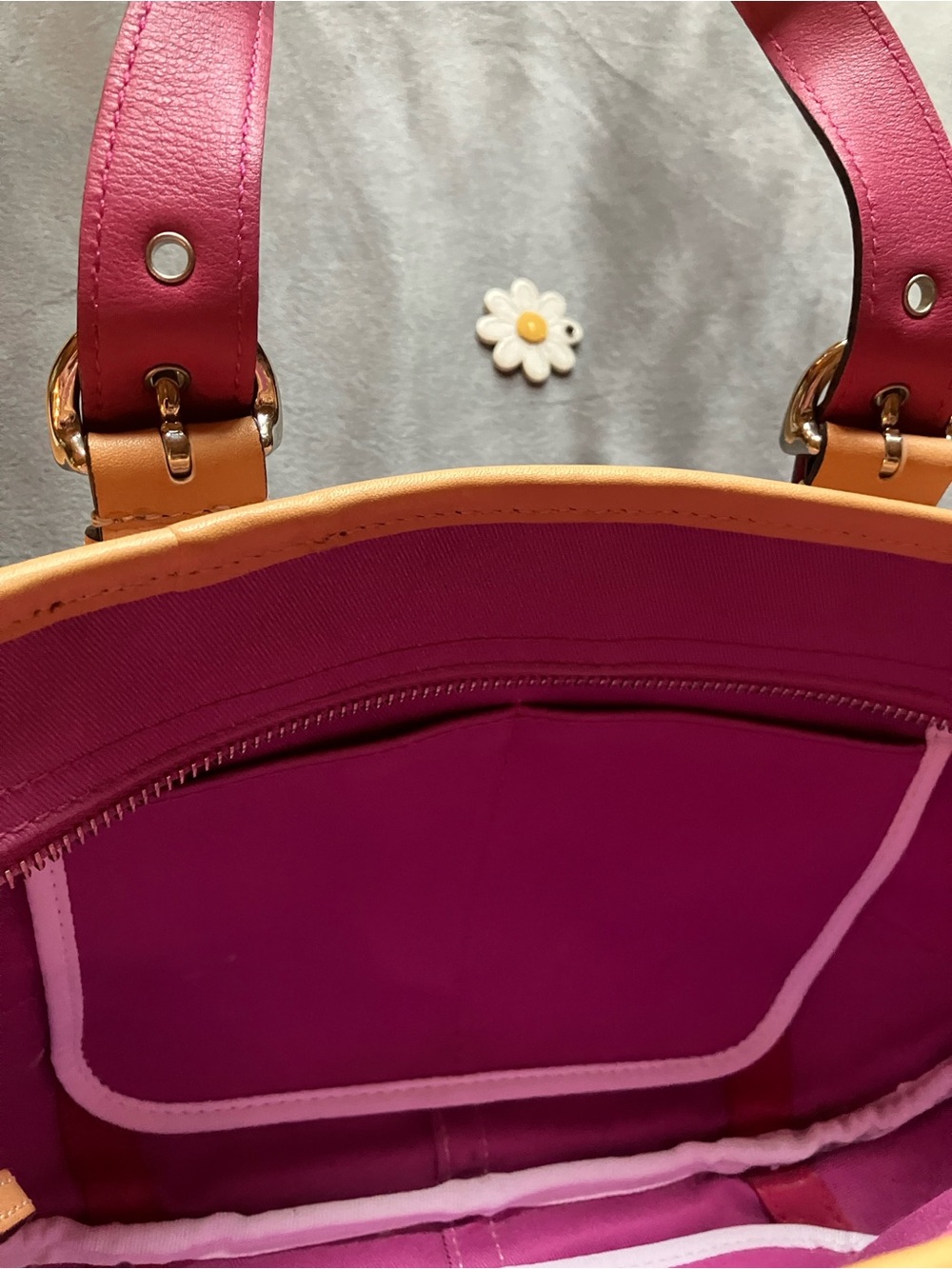 Coach Mini Pink Canvas Tote with Cream Accents - Picture 8 of 8